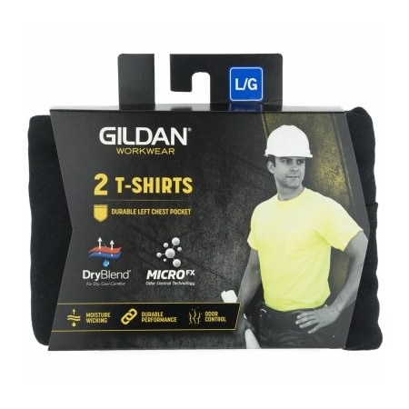 GILDAN Med Blk S/S T-Shirt 2PK 1297041